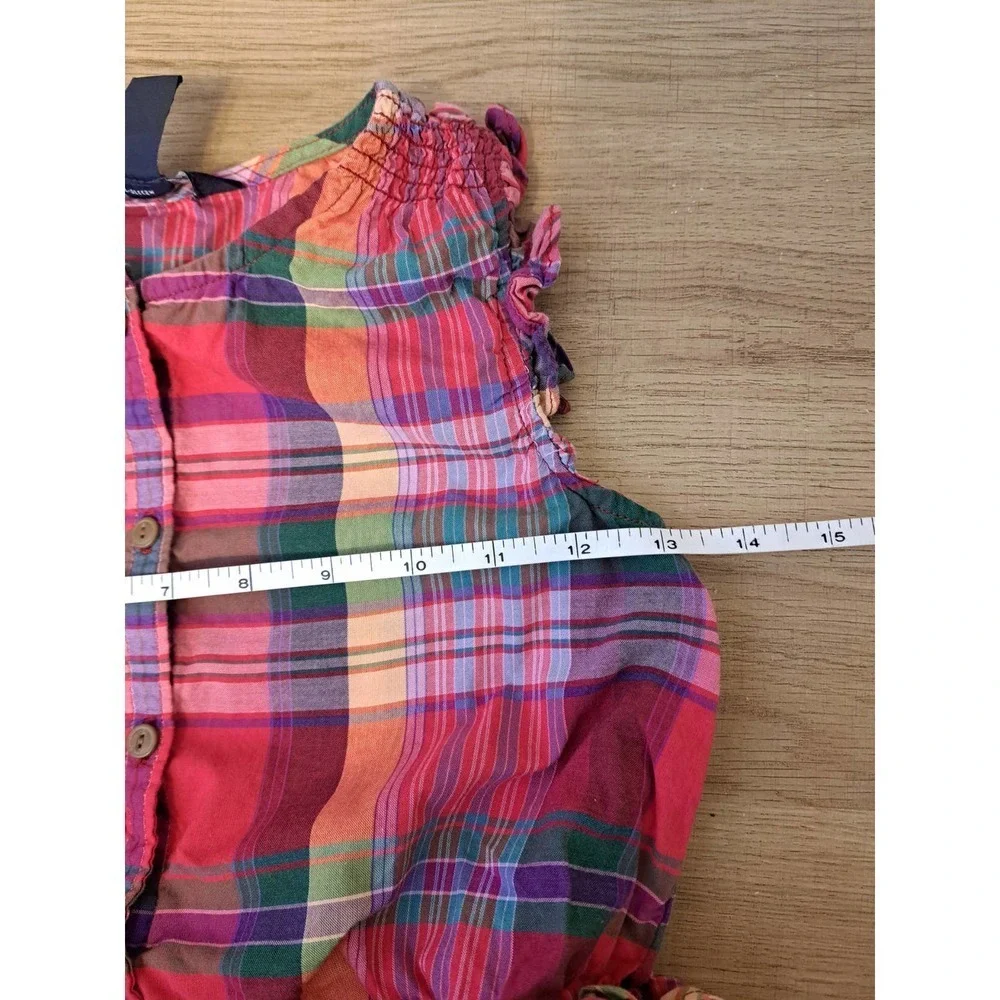 Ralph Lauren Girls Plaid Multicolor Ruffle Dress Sz 6 X